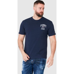Granatowy t-shirt Tommy Jeans z krótkim rękawem w stylu casual