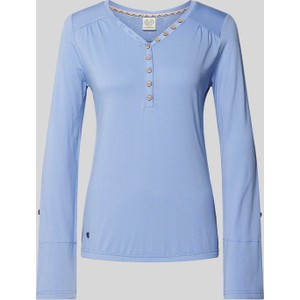 Niebieska bluzka Ragwear z bawełny w stylu casual z długim rękawem