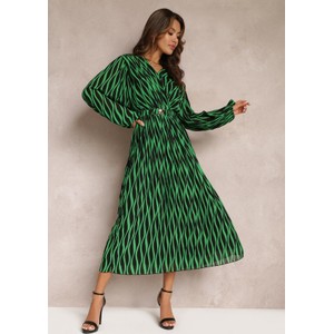 Zielona sukienka Renee z długim rękawem z dekoltem w kształcie litery v maxi