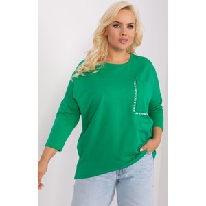 Zielona bluzka Relevance w stylu casual z okrągłym dekoltem z bawełny