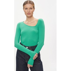 Zielona bluzka Vero Moda z długim rękawem z okrągłym dekoltem