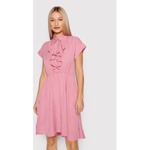 Różowa sukienka United Colors Of Benetton z krótkim rękawem koszulowa mini