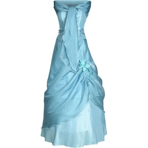 Niebieska sukienka Fokus z tiulu rozkloszowana bez rękawów