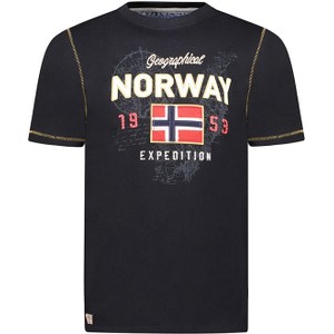 Czarny t-shirt Geographical Norway z bawełny w młodzieżowym stylu