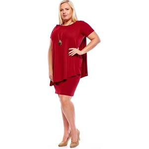 Czerwona sukienka Fokus oversize z krótkim rękawem