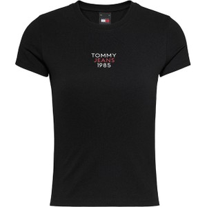 Czarna bluzka Tommy Jeans z krótkim rękawem w młodzieżowym stylu