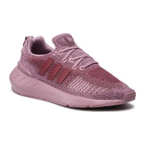 Różowe buty sportowe Adidas w sportowym stylu z płaską podeszwą sznurowane
