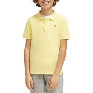 Żółta koszulka dziecięca Scotch & Soda dla chłopców z bawełny