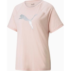 Różowy t-shirt Puma z nadrukiem z okrągłym dekoltem