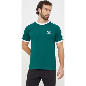 Zielony t-shirt Adidas Originals w sportowym stylu z bawełny