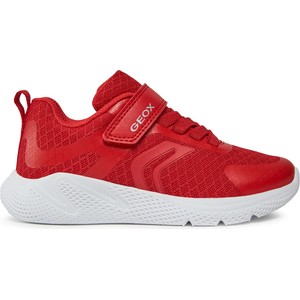 Czerwone buty sportowe dziecięce Geox dla chłopców na rzepy