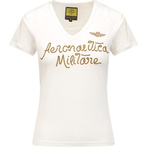 T-shirt Aeronautica Militare z okrągłym dekoltem w młodzieżowym stylu z krótkim rękawem