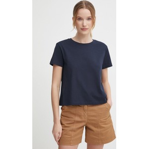 Granatowy t-shirt Sisley z bawełny