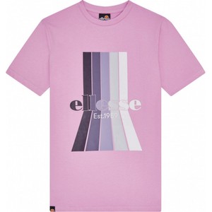 Różowy t-shirt Ellesse z dżerseju z krótkim rękawem z okrągłym dekoltem