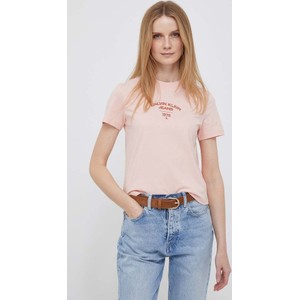 T-shirt Calvin Klein z okrągłym dekoltem w stylu casual z krótkim rękawem