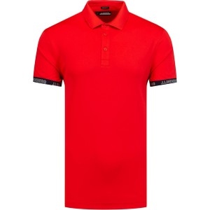 Czerwona koszulka polo J. Lindeberg z krótkim rękawem z tkaniny w stylu casual