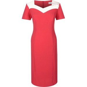 Czerwona sukienka Fokus z krótkim rękawem ołówkowa