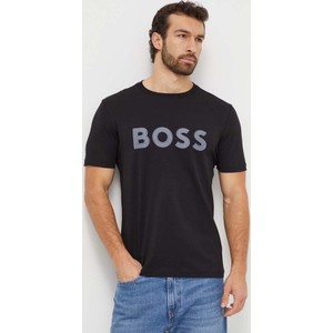 Czarny t-shirt Hugo Boss w młodzieżowym stylu z bawełny