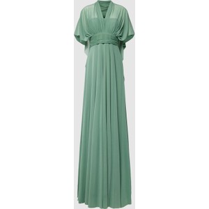 Zielona sukienka Troyden Collection z długim rękawem z dekoltem w kształcie litery v maxi