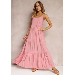 Różowa sukienka Renee oversize na ramiączkach maxi
