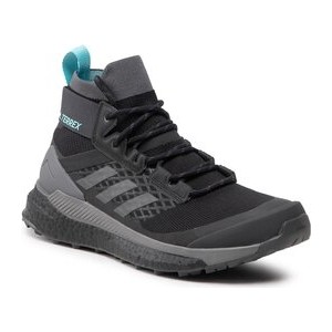 Czarne buty trekkingowe Adidas Performance sznurowane z płaską podeszwą