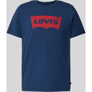 Granatowy t-shirt Levis z nadrukiem z krótkim rękawem