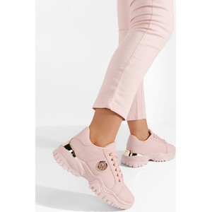 Różowe buty sportowe Zapatos sznurowane z płaską podeszwą