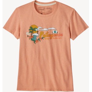 Pomarańczowy t-shirt Patagonia z krótkim rękawem w sportowym stylu
