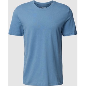 Niebieski t-shirt S.Oliver w stylu casual z bawełny z krótkim rękawem