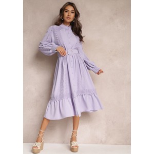 Fioletowa sukienka Renee z tkaniny midi w stylu casual