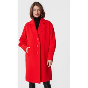 Czerwony płaszcz Hugo Boss bez kaptura w stylu casual z wełny