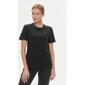 Czarny t-shirt Calvin Klein z krótkim rękawem w stylu casual z okrągłym dekoltem
