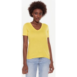 Żółta bluzka United Colors Of Benetton z krótkim rękawem w stylu casual