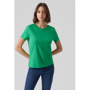 Zielona bluzka Vero Moda z okrągłym dekoltem w stylu casual
