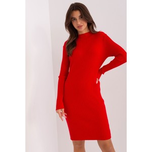 Czerwona sukienka 5.10.15 w stylu casual z długim rękawem mini