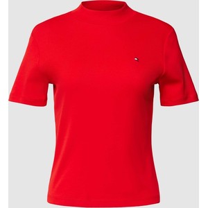 Czerwona bluzka Tommy Hilfiger z bawełny z golfem