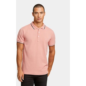 Różowa koszulka polo MODIVO z krótkim rękawem w stylu casual