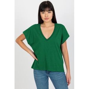 Zielona bluzka 5.10.15 w stylu casual z dekoltem w kształcie litery v
