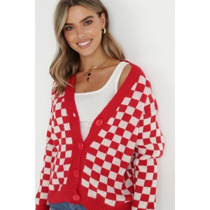 Czerwony sweter born2be z dzianiny w bożonarodzeniowy wzór w stylu casual