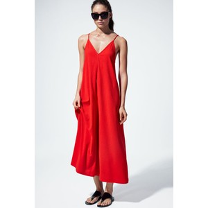 Czerwona sukienka H & M na ramiączkach prosta maxi