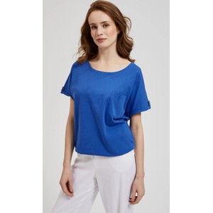Niebieski t-shirt Moodo.pl w stylu casual z krótkim rękawem z okrągłym dekoltem