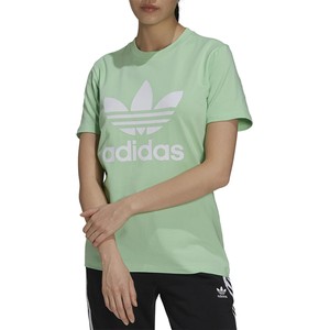Zielona bluzka Adidas z okrągłym dekoltem w sportowym stylu z krótkim rękawem