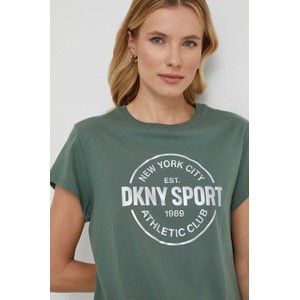 Zielona bluzka DKNY z okrągłym dekoltem w młodzieżowym stylu z bawełny
