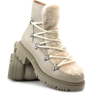 Buty dziecięce zimowe Potocki sznurowane dla dziewczynek z polaru