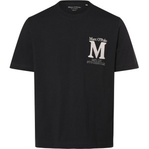 Czarny t-shirt Marc O'Polo z krótkim rękawem z bawełny z nadrukiem