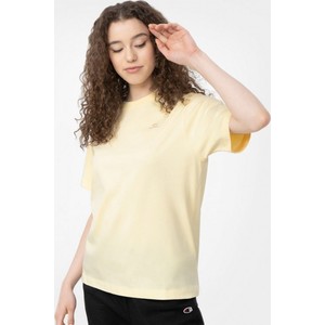 Żółty t-shirt Champion z krótkim rękawem w sportowym stylu z okrągłym dekoltem