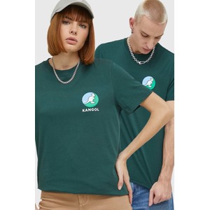 Zielony t-shirt Kangol z nadrukiem z krótkim rękawem