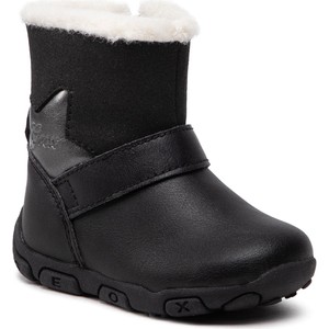 Czarne buty dziecięce zimowe Geox na rzepy