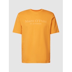 Pomarańczowy t-shirt Marc O'Polo w młodzieżowym stylu z bawełny z nadrukiem