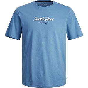 Niebieski t-shirt Jack & Jones w młodzieżowym stylu z bawełny